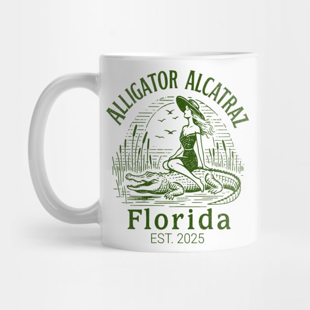 Vintage Alligator Alcatraz Florida Pin-Up Retro Swamp Design by ArtistTee ⭐⭐⭐⭐⭐